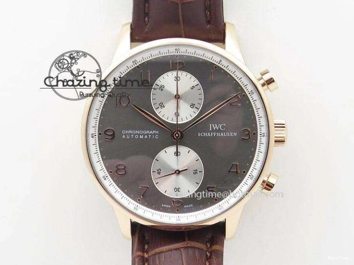 MIROTIME 0511 Sustainable Portuguese IW5444 SS White Dial RG Numbers On Brown Leather Strap A 7256